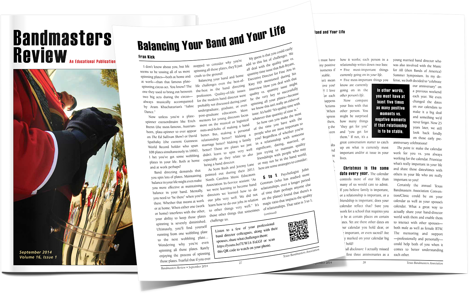 Texas Bandmasters Review September 2014 Article by Fran Kick